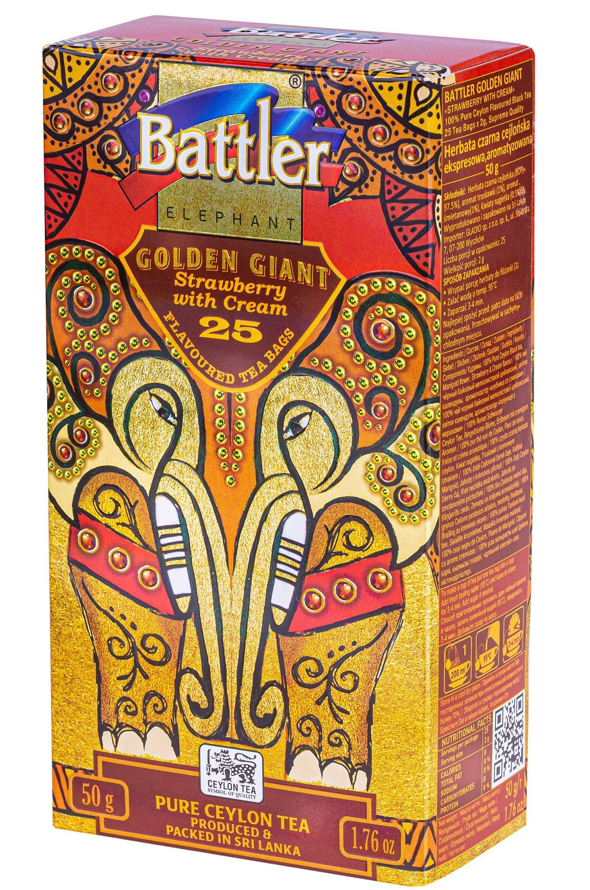 Battler - Golden Giant 25 Tea Bags - STRAWBERRY WITH CREAM