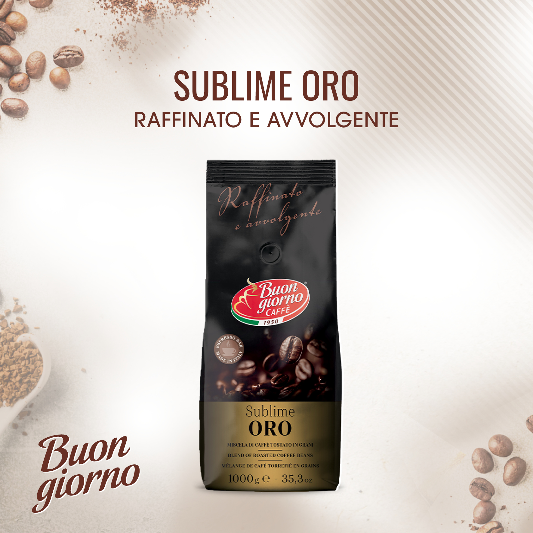 Caffe Buongiorno Sublime ORO 1kg włoska kawa ziarnista - obrazek 3