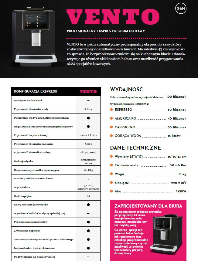 Ekspres automatyczny do kawy STARK&NERO VENTO *seria profesjonalna - obrazek 2